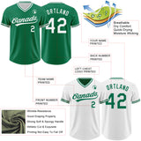 Custom Kelly Green-White Reversible Pullover Baseball Jersey Shirt