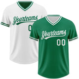 Custom Kelly Green-White Reversible Pullover Baseball Jersey Shirt