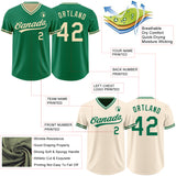 Custom Kelly Green-Cream Reversible Pullover Baseball Jersey Shirt