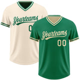 Custom Kelly Green-Cream Reversible Pullover Baseball Jersey Shirt
