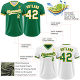Custom Kelly Green White-Gold Reversible Pullover Baseball Jersey Shirt