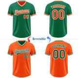 Custom Kelly Green Orange-White Reversible Pullover Baseball Jersey Shirt