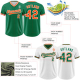 Custom Kelly Green Orange-White Reversible Pullover Baseball Jersey Shirt