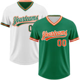 Custom Kelly Green Orange-White Reversible Pullover Baseball Jersey Shirt