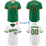 Custom Kelly Green Black-Old Gold Reversible Pullover Baseball Jersey Shirt