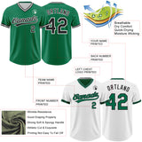 Custom Kelly Green Black-White Reversible Pullover Baseball Jersey Shirt