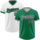 Custom Kelly Green Black-White Reversible Pullover Baseball Jersey Shirt