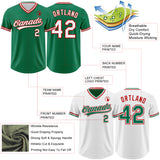 Custom Kelly Green White-Red Reversible Pullover Baseball Jersey Shirt