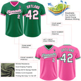 Custom Kelly Green White-Pink Reversible Pullover Baseball Jersey Shirt