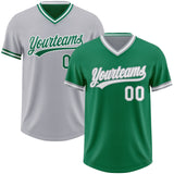 Custom Kelly Green White-Gray Reversible Pullover Baseball Jersey Shirt