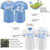 Custom Light Blue-White Reversible Pullover Baseball Jersey Shirt