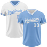 Custom Light Blue-White Reversible Pullover Baseball Jersey Shirt