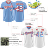 Custom Light Blue White-Red Reversible Pullover Baseball Jersey Shirt