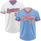 Custom Light Blue White-Red Reversible Pullover Baseball Jersey Shirt