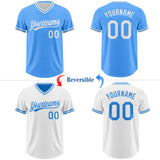 Custom Electric Blue-White Reversible Pullover Baseball Jersey Shirt