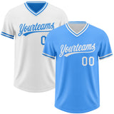 Custom Electric Blue-White Reversible Pullover Baseball Jersey Shirt