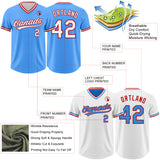 Custom Electric Blue White-Red Reversible Pullover Baseball Jersey Shirt