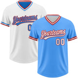 Custom Electric Blue White-Red Reversible Pullover Baseball Jersey Shirt