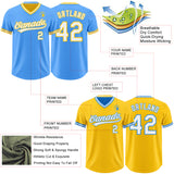Custom Electric Blue White-Yellow Reversible Pullover Baseball Jersey Shirt