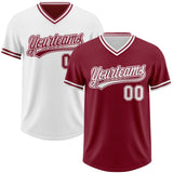 Custom Crimson-White Reversible Pullover Baseball Jersey Shirt