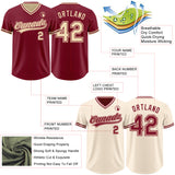 Custom Crimson-Cream Reversible Pullover Baseball Jersey Shirt