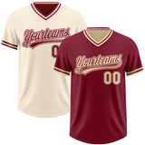 Custom Crimson-Cream Reversible Pullover Baseball Jersey Shirt