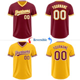 Custom Crimson White-Gold Reversible Pullover Baseball Jersey Shirt