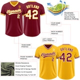 Custom Crimson White-Gold Reversible Pullover Baseball Jersey Shirt
