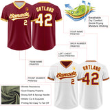 Custom Crimson White-Gold Reversible Pullover Baseball Jersey Shirt