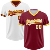 Custom Crimson White-Gold Reversible Pullover Baseball Jersey Shirt