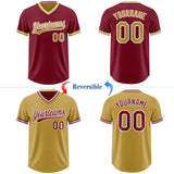 Custom Crimson Old Gold-White Reversible Pullover Baseball Jersey Shirt