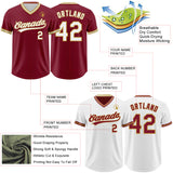 Custom Crimson White-Old Gold Reversible Pullover Baseball Jersey Shirt