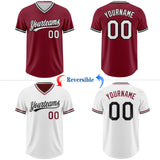 Custom Crimson White-Black Reversible Pullover Baseball Jersey Shirt