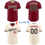 Custom Crimson Black-Cream Reversible Pullover Baseball Jersey Shirt