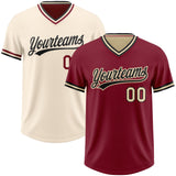 Custom Crimson Black-Cream Reversible Pullover Baseball Jersey Shirt