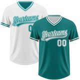Custom Teal-White Reversible Pullover Baseball Jersey Shirt