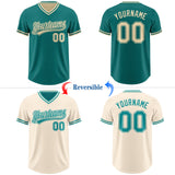 Custom Teal-Cream Reversible Pullover Baseball Jersey Shirt