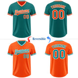 Custom Teal Orange-White Reversible Pullover Baseball Jersey Shirt