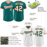 Custom Teal White-Orange Reversible Pullover Baseball Jersey Shirt