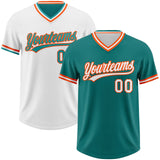 Custom Teal White-Orange Reversible Pullover Baseball Jersey Shirt