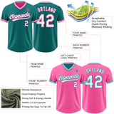 Custom Teal White-Pink Reversible Pullover Baseball Jersey Shirt