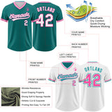 Custom Teal White-Pink Reversible Pullover Baseball Jersey Shirt