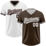 Custom Brown-White Reversible Pullover Baseball Jersey Shirt