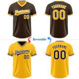 Custom Brown Gold-White Reversible Pullover Baseball Jersey Shirt