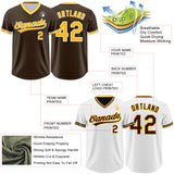 Custom Brown Gold-White Reversible Pullover Baseball Jersey Shirt