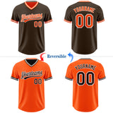 Custom Brown Orange-White Reversible Pullover Baseball Jersey Shirt