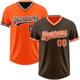 Custom Brown Orange-White Reversible Pullover Baseball Jersey Shirt
