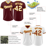 Custom Burgundy White-Gold Reversible Pullover Baseball Jersey Shirt
