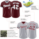 Custom Burgundy White-Gray Reversible Pullover Baseball Jersey Shirt