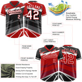 Custom Red Black Lightning Geometric Zigzag Reversible Pullover Baseball Jersey Shirt